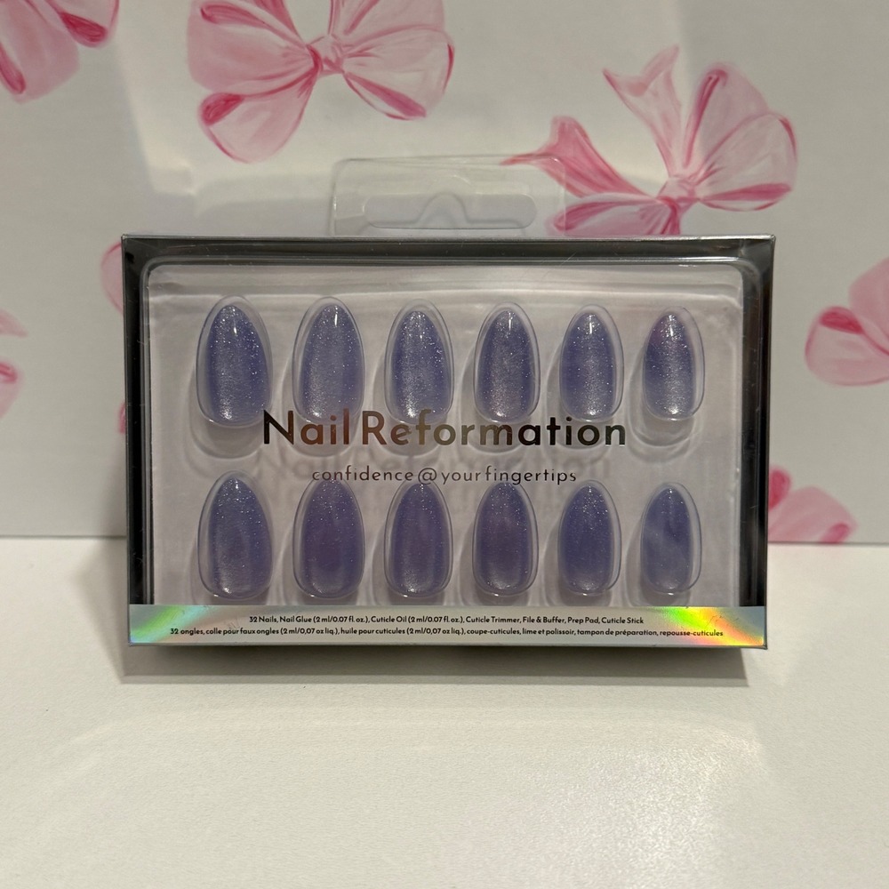Nail Reformation 32 Press On Nails Cat Eye Shimmer Almond Shape Kit‎ NEW